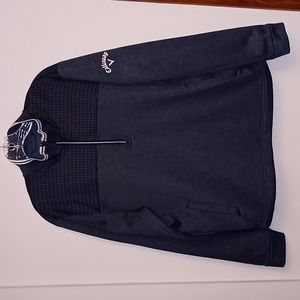 Callaway Navy Houndstooth Weather Series Golf Shirt w/Fleece Lining Size…